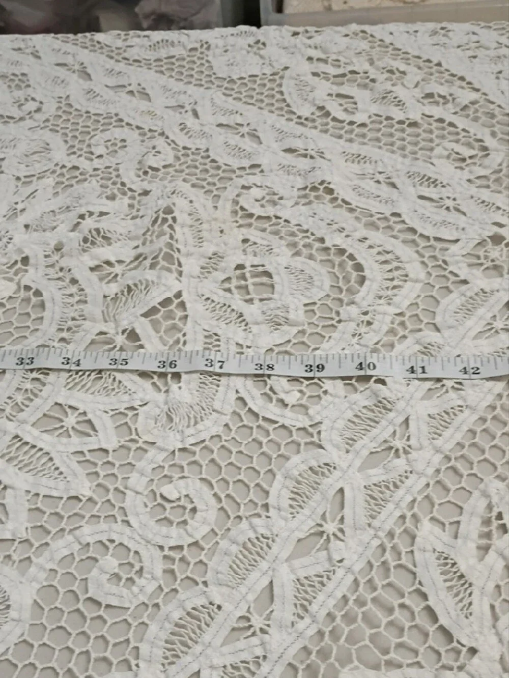 Vintage Battenberg Or Venice Lace White Lace Table Cover